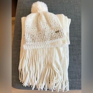 Steve Madden Beanie and Scarf Set with Rhinestones